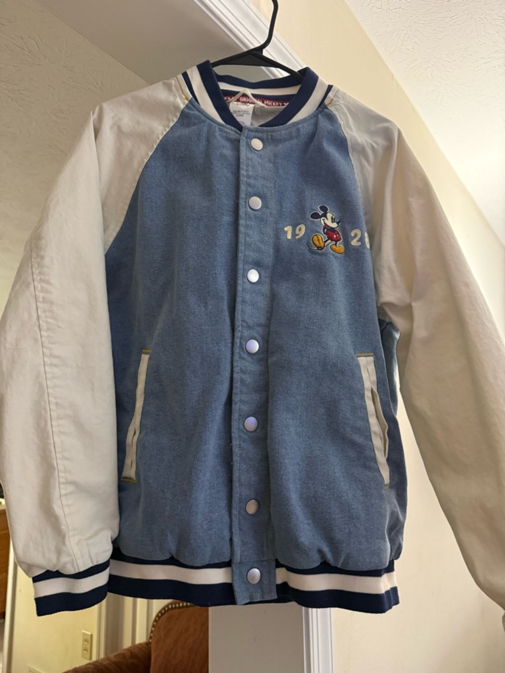 Disney Striped Collar Denim-Look Jacket in Navy, White & Red - Picture 5 of 6